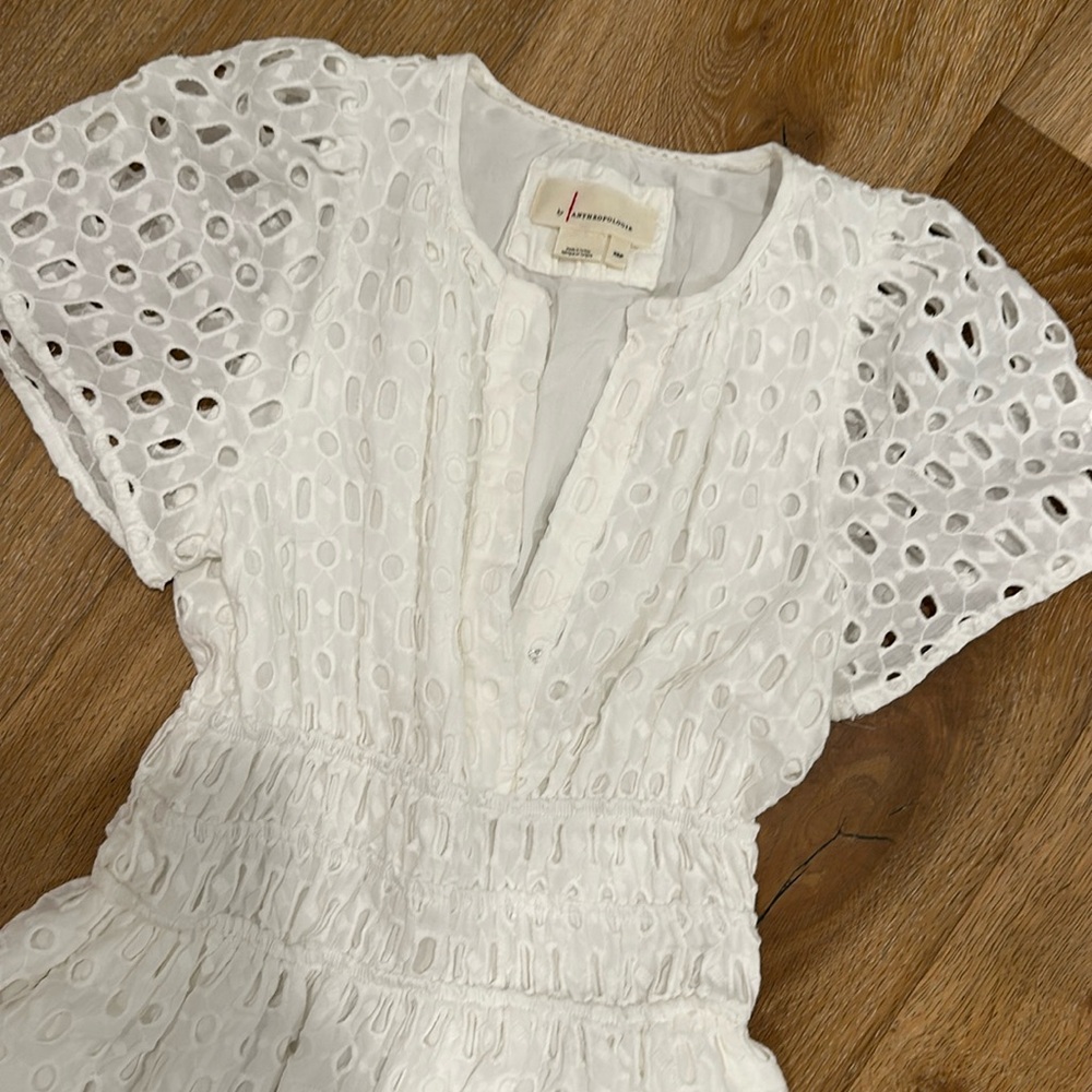 White Eyelet Short Sleeve Dress - Lucky Brand